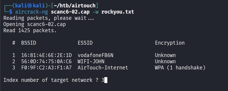 Aircrack output while cracking PSK