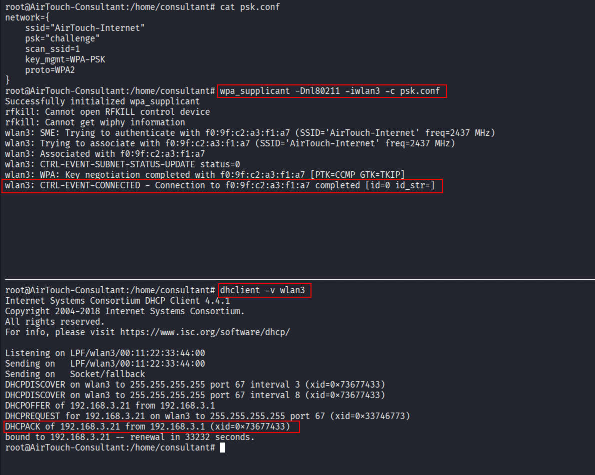DHCP request on PSK network