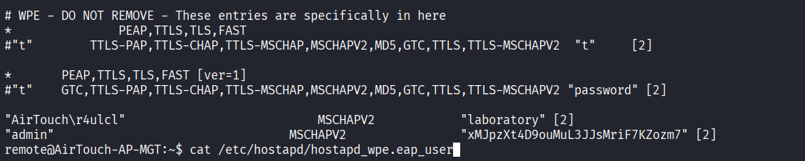 Contents of hostapd_wpe.eap_user