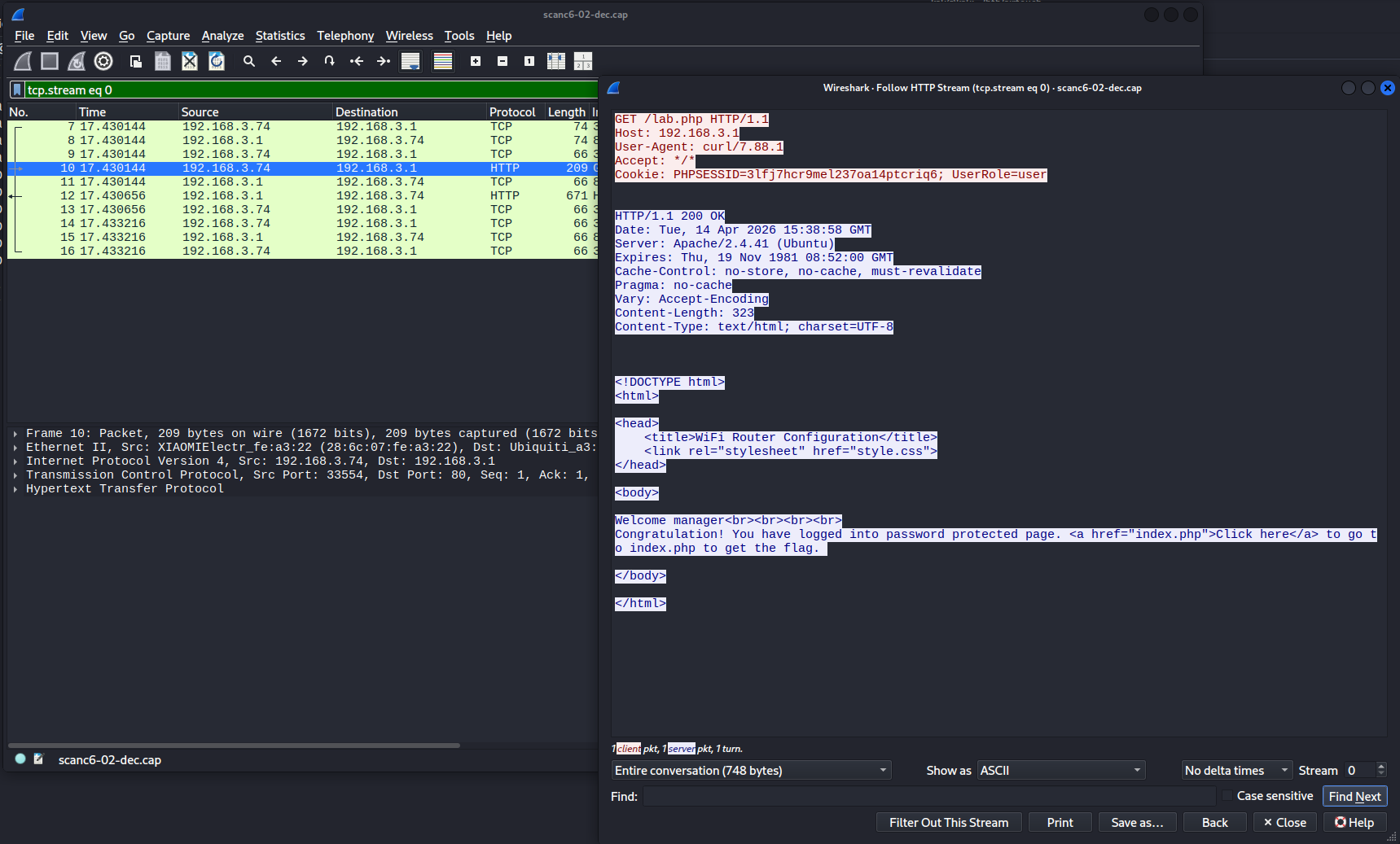 HTTP stream with router traffic