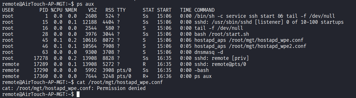 Process list highlighting hostapd