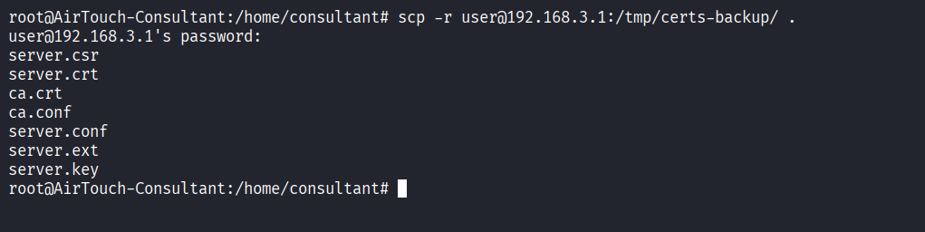 Downloading certificate backup with SCP