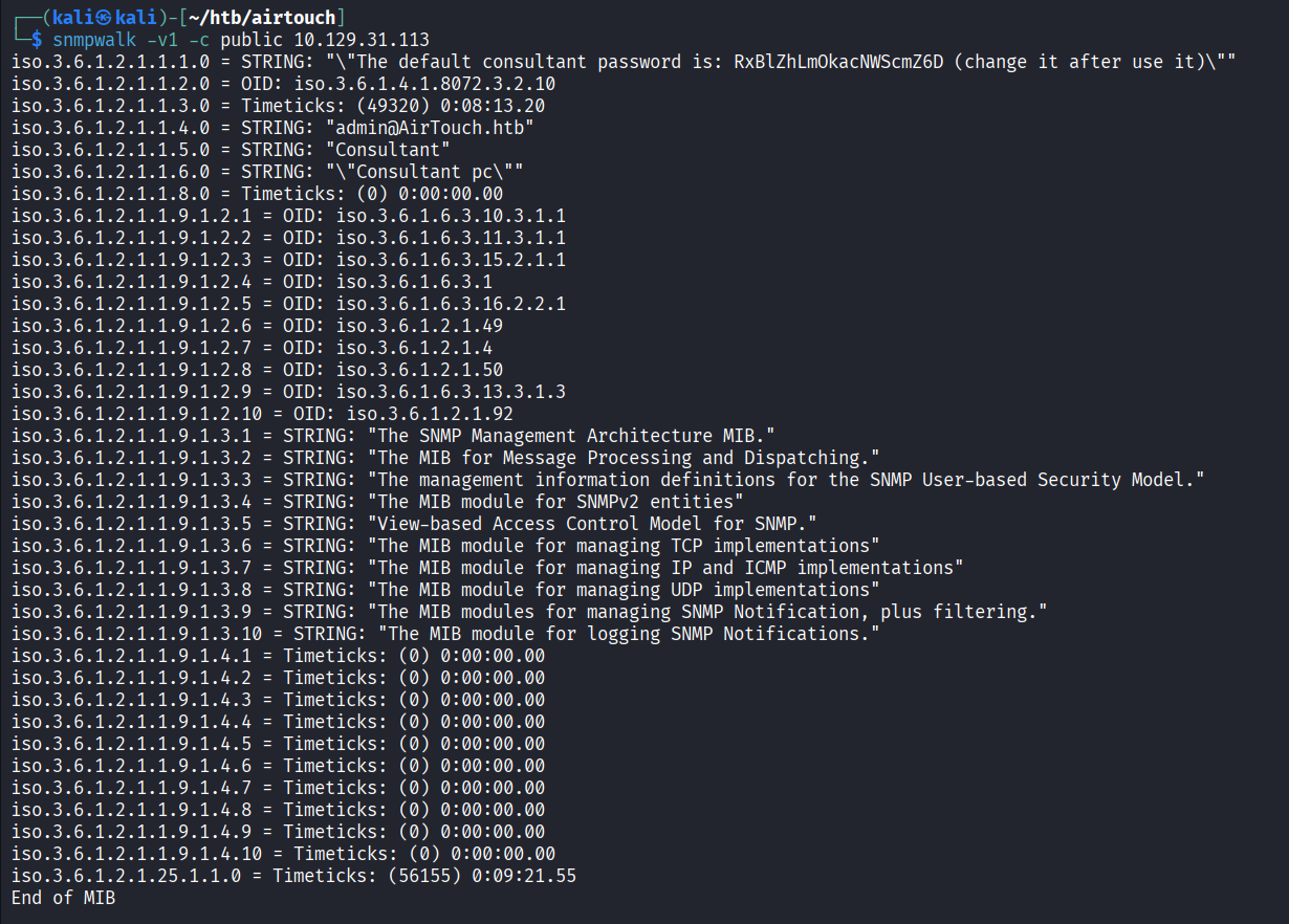 SNMP walk output