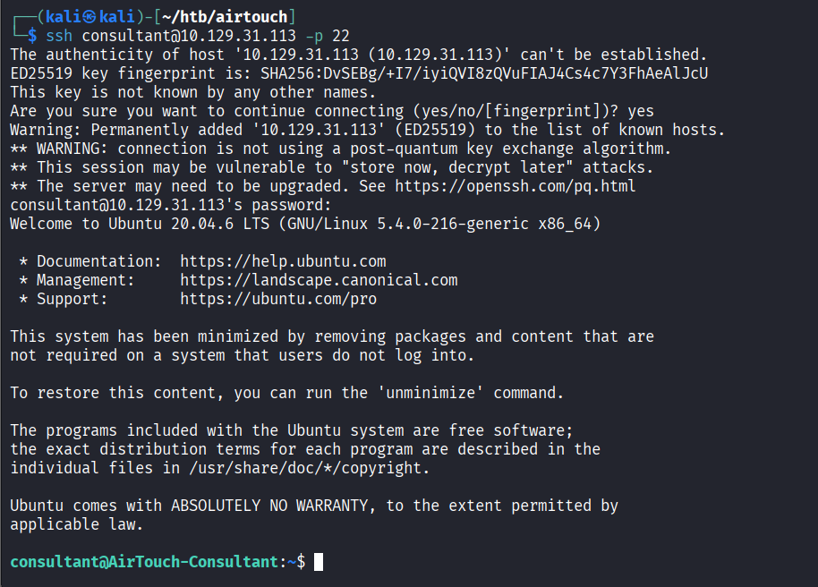 SSH login to consultant workstation