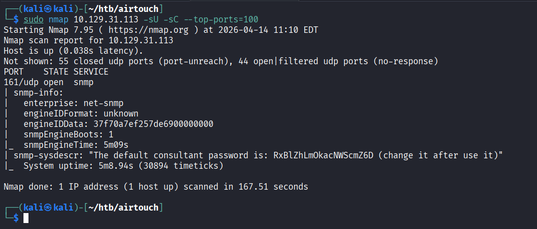 UDP scan revealing SNMP information
