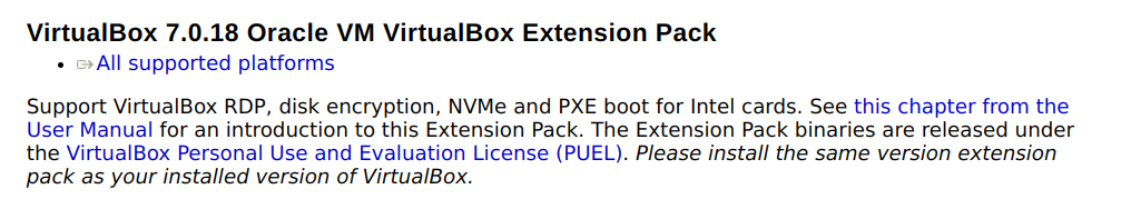 VirtualBox Extension Pack